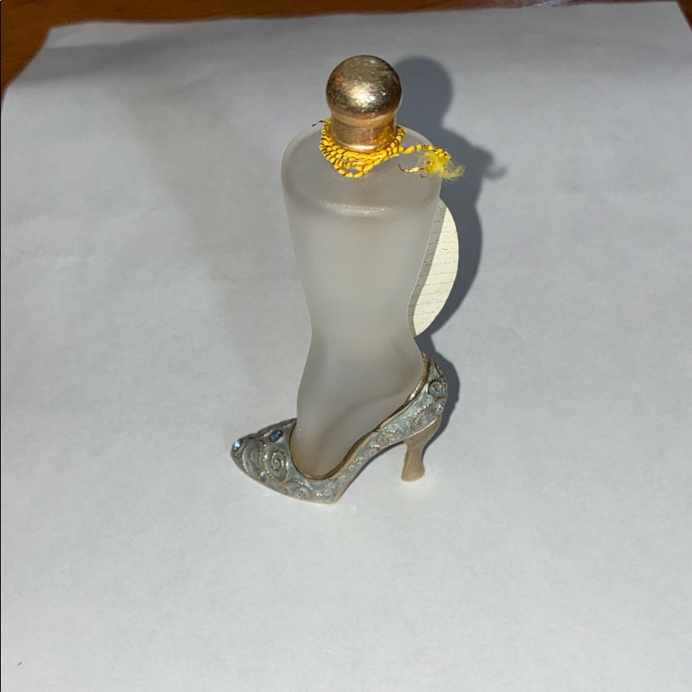 High Heel Bottle Miniature Figurine - Frosted Glass & Blue/Silver/Gold/Accents